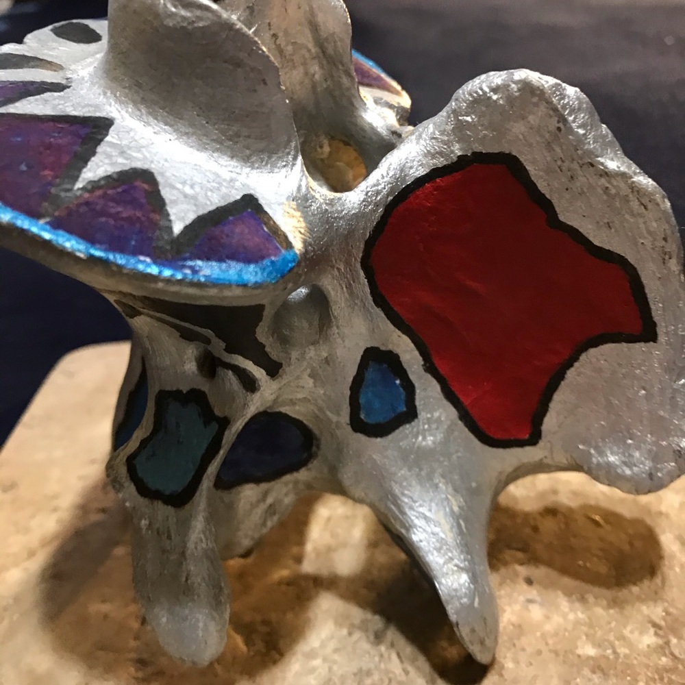 Hand painted retro cow bone